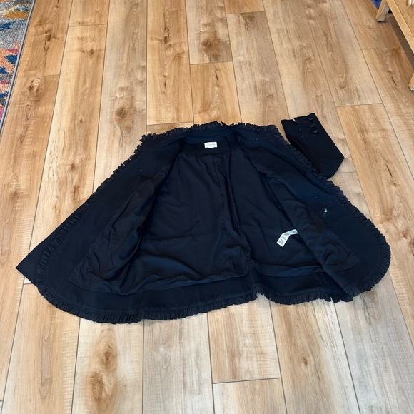 Chicos Military Ponte BlazerJacket Ruffle Trim Buttons Black  XL (Chicos 3) - Picture 13 of 14